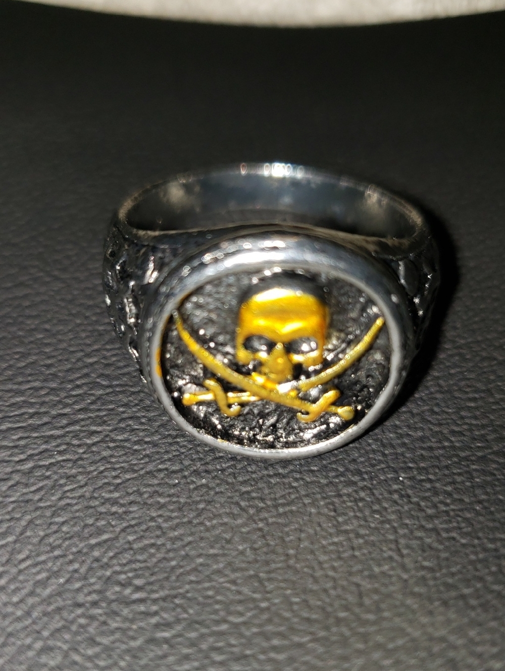 Skull & Crossed Swords Signet Ring in Silver and Gold